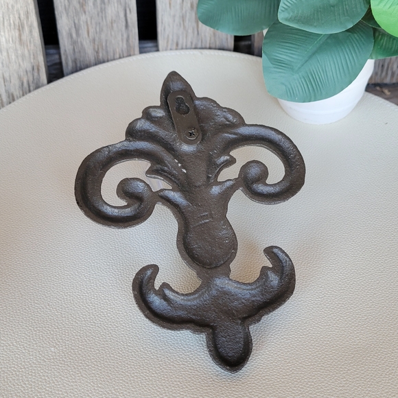 Cast Iron Black Fleur-de-Lis Wall Decor - Picture 6 of 7